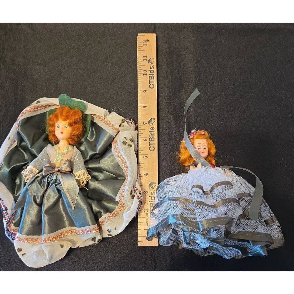 Vintage 1950s Hard Plastic Dolls Lot of 2 Red Hair Holiday Formal Dress - Picture 4 of 6
